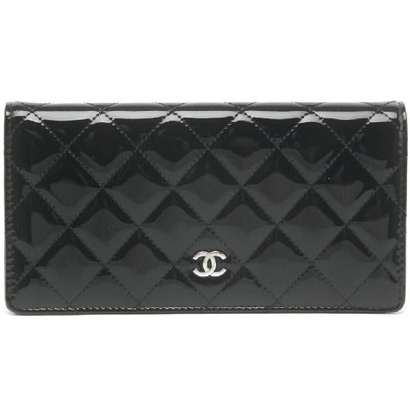 Fake Chanel Patent Leather Long Bi-Fold Wallets A31509 Noir Online
